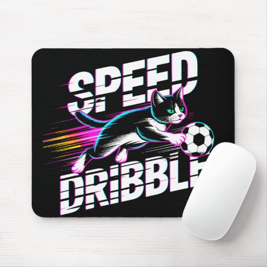 クール ネオン サッカー 猫 - ゲーマー&猫好きへのギフト マウスパッド (マウス)