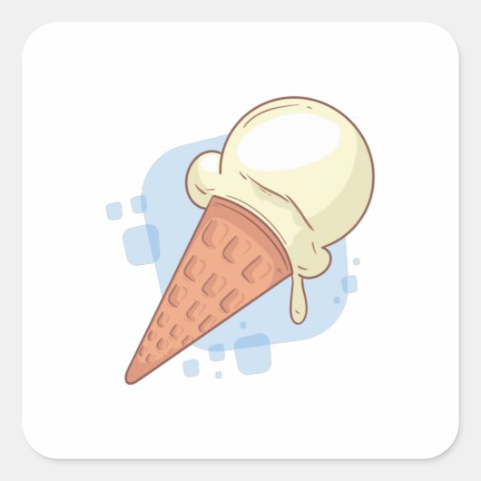クール バニラ アイスクリーム デザイン スクエアシール (正面)