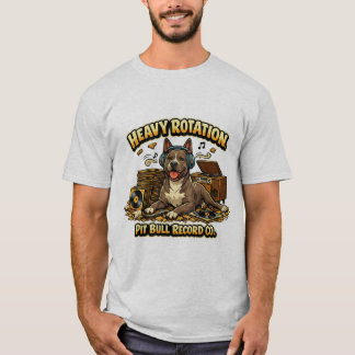 クール ピットブル ヴァイナルレコード レトロな雰囲気 Tシャツ