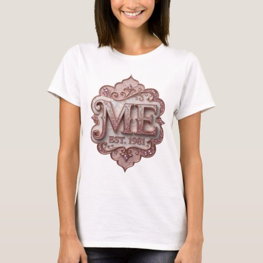クール ピンク ME EST 1981 プリント Tシャツ (正面)