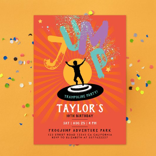 クール ファン カラフル トランポリン ジャンプ バウンス パーティー 招待状