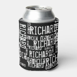 クール&ブモダンラック&ホワイトの名前タイポグラフィ 缶クーラー