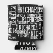 クール&ブモダンラック&ホワイトの名前タイポグラフィ 缶クーラー (裏面)