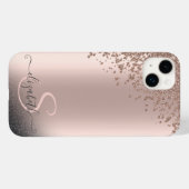 クール ブラック ギッター ダイヤモンド ローズゴールド モノグラム Case-Mate iPhoneケース (裏面 (横))