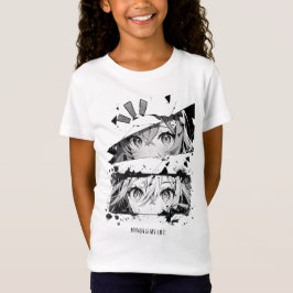 クール ブラック ホワイト 漫画 アイ アニメ ガールズ グラフィック T Tシャツ