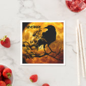 クール ブラック ラヴェン クロウ オレンジ ムーン ハロウィン パーティ スタンダードカクテルナプキン (インサイチュ)