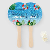 クール「プールパーティー」トロピカルパーソナライズされた ハンドファン (正面&裏面)