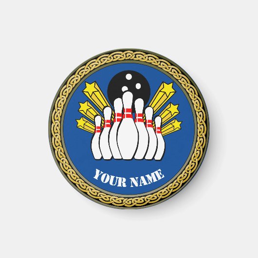 クール!マグネット – ボーリング-カスタムボウリングをする人、 クリケットの投手 – 名前の追加 マグネット (正面)