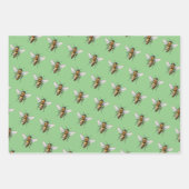 クール モダン ハニービー パターン イエロー オレンジ セージ ラッピングペーパーシート (正面2)