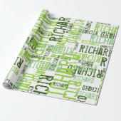 クール&ライモダンムグリーン名、タイポグラフィ ラッピングペーパー (アンロールド)