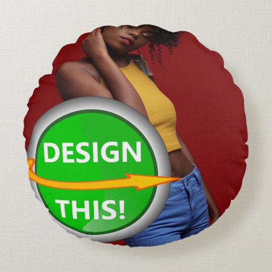 クール!ラウンド装飾用クッション16インチポリエステルカスタマイズ-  ラウンドクッション (正面)