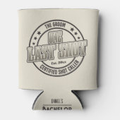 クール レトロ ビンテージ タイポグラフィー グルーム バチェラーパーティー 缶クーラー (正面)