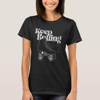 クール ローラー スケート ガール 1970年代 レトロ なロールを Tシャツ