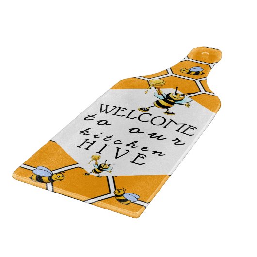 クール&可愛い私たちのキッチンビーハイブへようこそ カッティングボード (角)