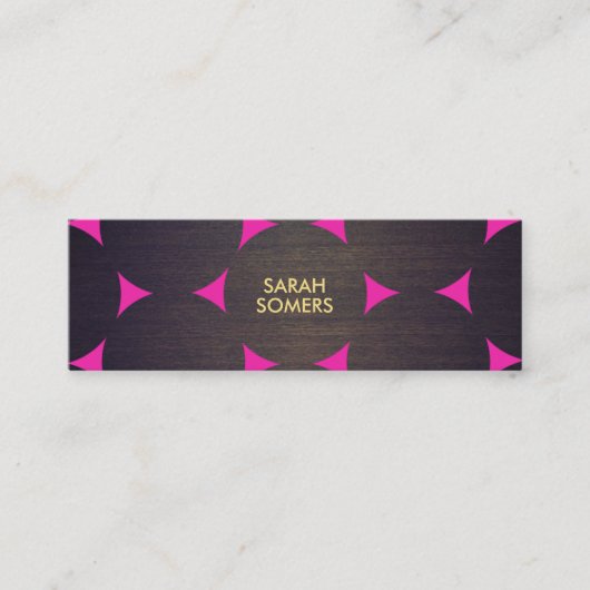 クール、木モダンとピンクの円のパターン スキニー名刺 (正面)