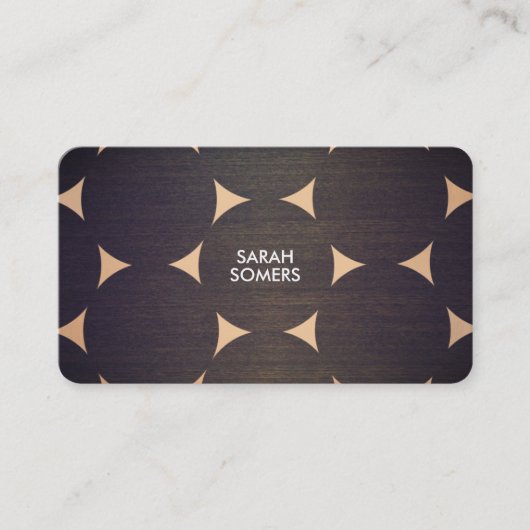 クール、木モダン材および銅円パターン 名刺 (正面)