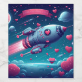 クール/未来の宇宙船バレンタインデー ワインラベル (シングルラベル)