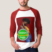 クール!野球Tシャツ – 3/4スリーブ – 白レッド Tシャツ (正面)