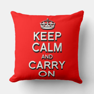 クール Keep Calm and Carry On レッド クッション