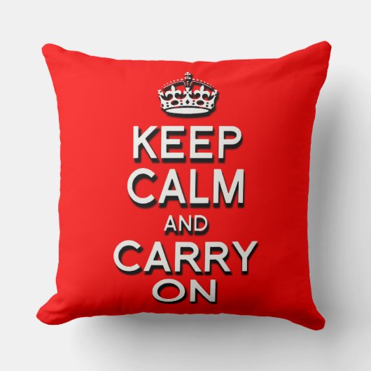 クール Keep Calm and Carry On レッド クッション (正面)