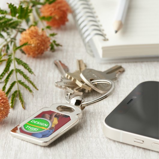 クール!Keychain - Premium Metal – 長方形デザイン キーホルダー (側面)