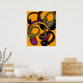 クールart deejayヘッドフォン ポスター (キッチン)