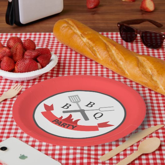 クールbbqワードアート ペーパープレート (ピクニック)