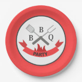 クールbbqワードアート ペーパープレート (正面)