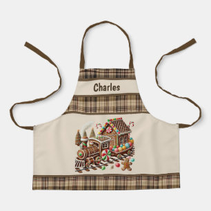 クールCookie Christmas Trainのユニセックス子供が名前を追加 エプロン
