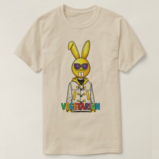 クールDJバニー ベジタリアン メンズTシャツ Tシャツ (デザイン正面)