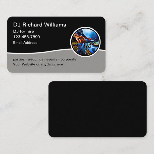 クールDJ採用モダン名刺 名刺 (正面/裏面)