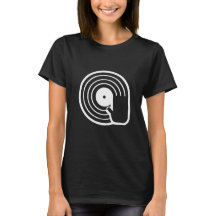 クールDJ Tシャツ 黒のビニールレコード アルバムを回す
