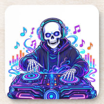クールEDMミュージックスカルルグラス敷き