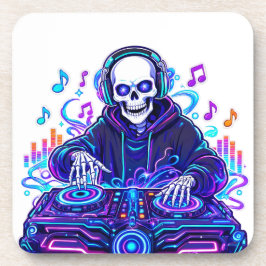 クールEDMミュージックスカルルグラス敷き コースター
