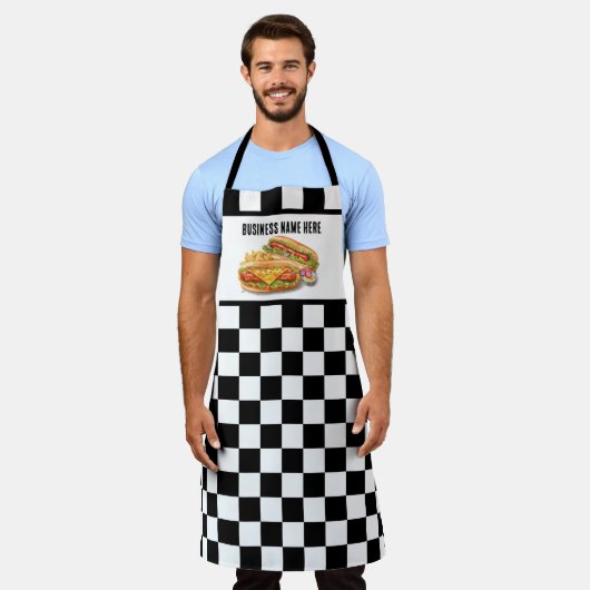 クールhot dog add business name check エプロン (着用した状態)