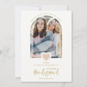 クールJrモダンブリデシュのメイド・ピンク・レース・ハート 招待状 (正面)