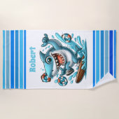 クールkids sharkの名前の追加 ビーチタオル (正面)