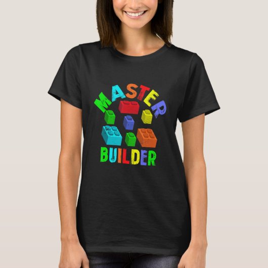 クールMaster Builderのおもしろい建物がブロックおもしろいする Tシャツ (正面)
