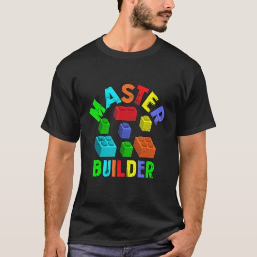 クールMaster Builderのおもしろい建物がブロックおもしろいする Tシャツ (正面)