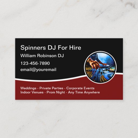 クールMusic DJ For Hire Business Cardsデザイン 名刺 (正面)