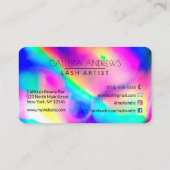 クールNeon Unicornホログラフィックラッシュアーティスト 名刺 (裏面)