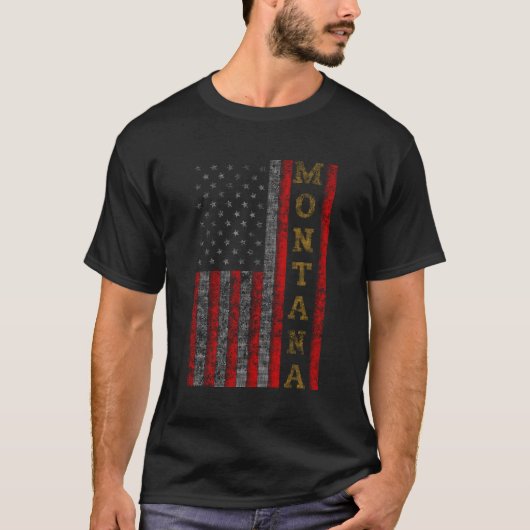 クールPatriotic Montana Usa – アメリカ国旗の贈り物アイディア Tシャツ (正面)