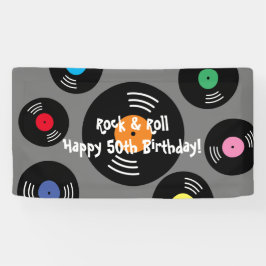 クールRock and Roll Birthdayパーティーのバナー記号 横断幕