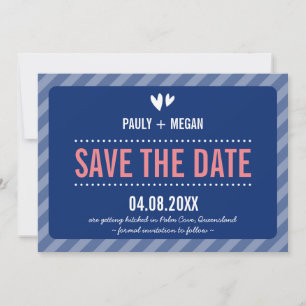 クールSAVE THE DATE plain type navy coral セーブザデート