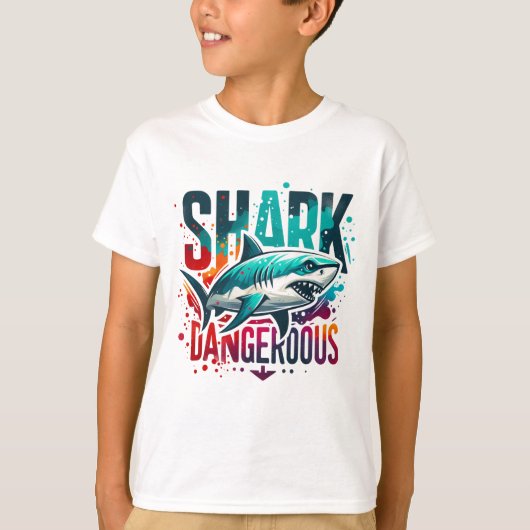 クールShark Kids T-Shir -スタイルとComfoに潜る Tシャツ (正面)
