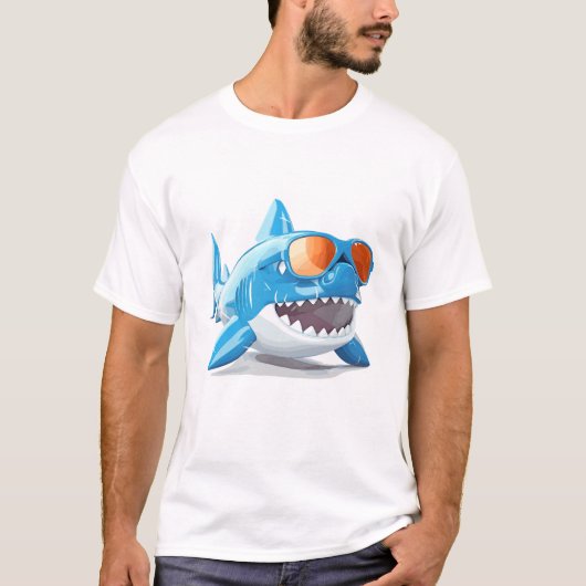 クールShark On Vacationかわいい愛らしいおもしろい発見 Tシャツ (正面)