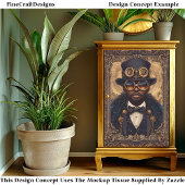 クールSteampunk African American Man CM6 Decopage 薄葉紙