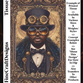 クールSteampunk African American Man CM6 Decopage 薄葉紙