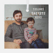 クールStepdad Everパパパーソナライズされた ガラスオーナメント (裏面)