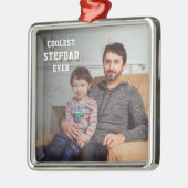 クールStepdad Ever写真パーソナライズされたパパ メタルオーナメント (左)
